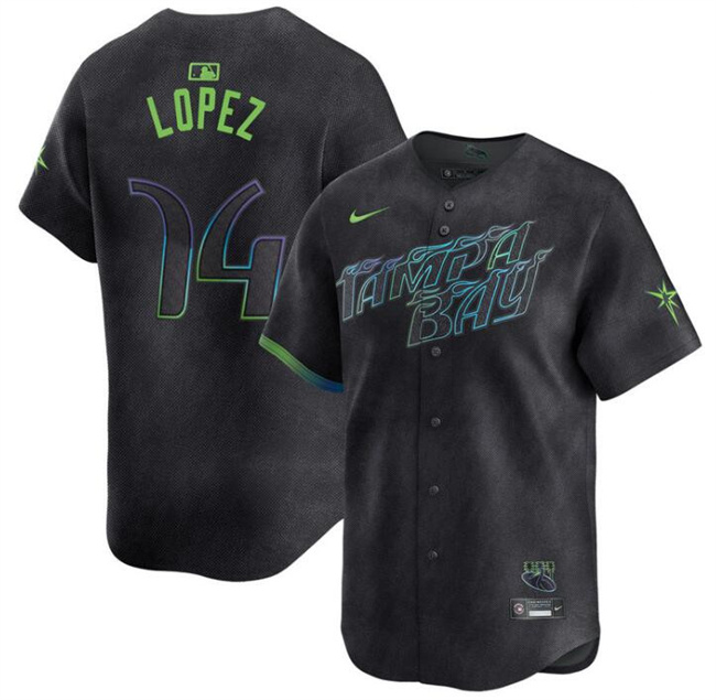 Men's Tampa Bay Rays #74 Jacob Lopez Charcoal 2024 City Connect Limited Stitched Baseball Jersey